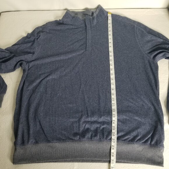 Tommy Bahama Mens XXL Sweater Blue Herringbone Knit Stretch 1/4 Zip Sweatshirt - Picture 15 of 16